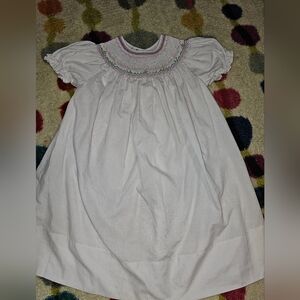 Rosalina Collections White Smocked Pleated Dress Cap Sleeve Size 3T